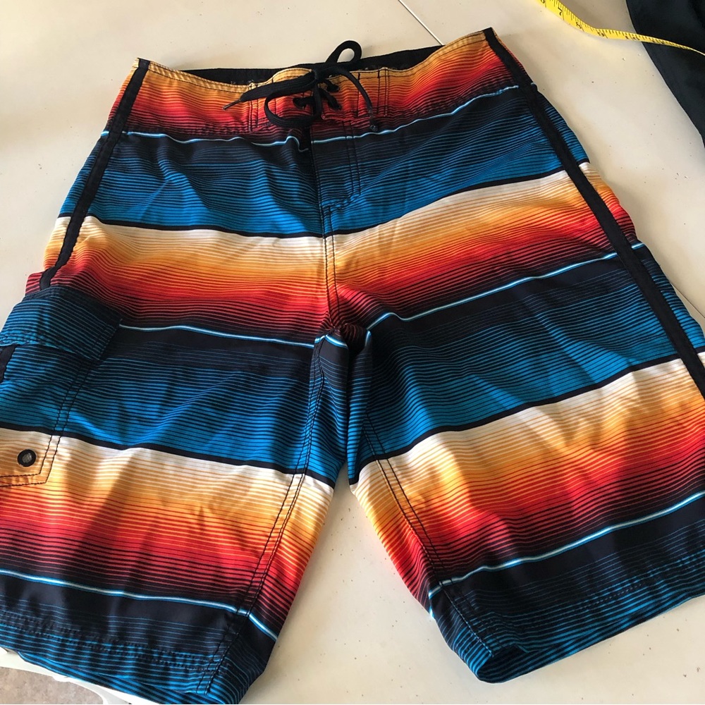 Mossimo Mens Multi color Striped Board Shorts Swim Trunk 30